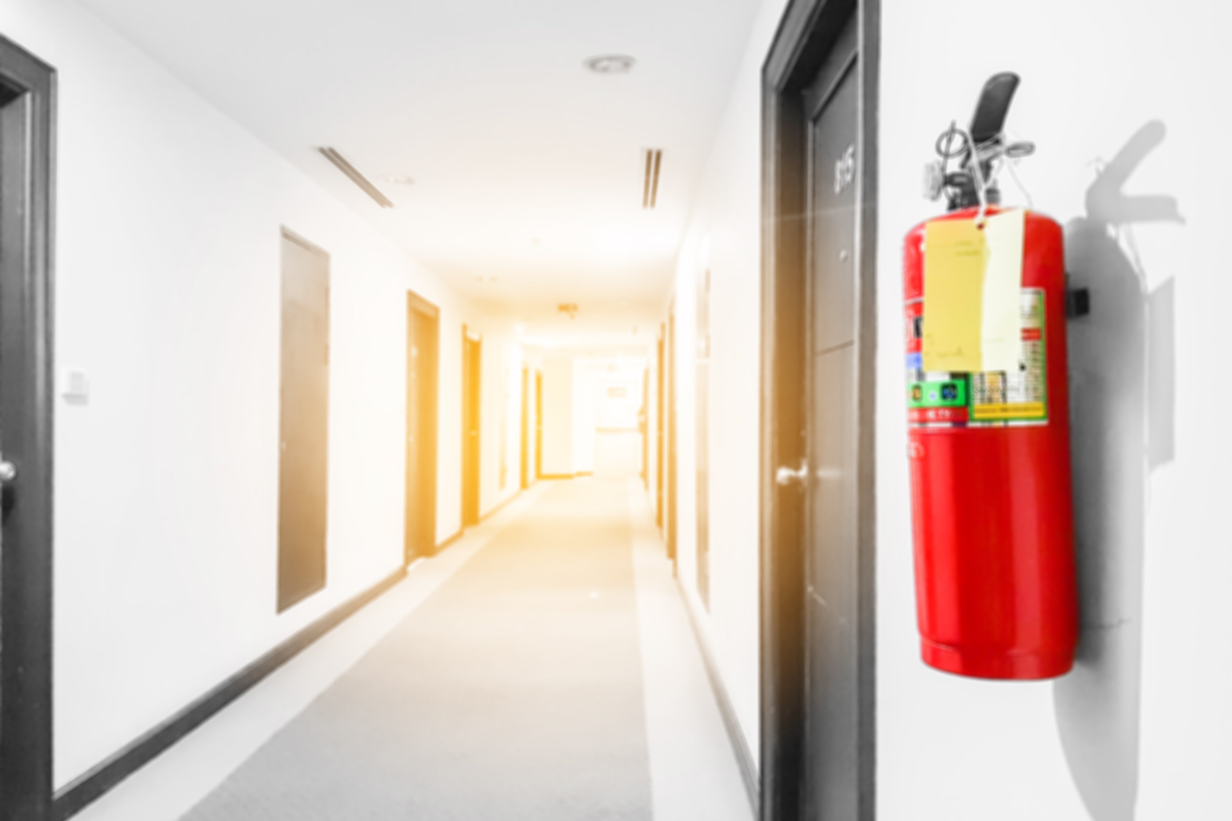 Blur of fire extinguisher in a hotel