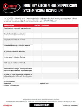 Content Offer - Monthly Kitchen Fire Suppression System Visual Inspection Content Offer - Monthly Kitchen Fire Suppression System Visual Inspection