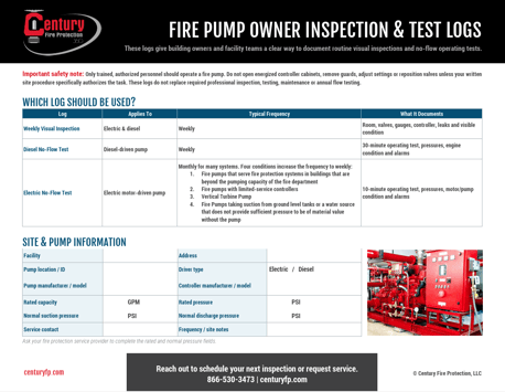 Fire Pump Owner Inspection & Test Logs Preview